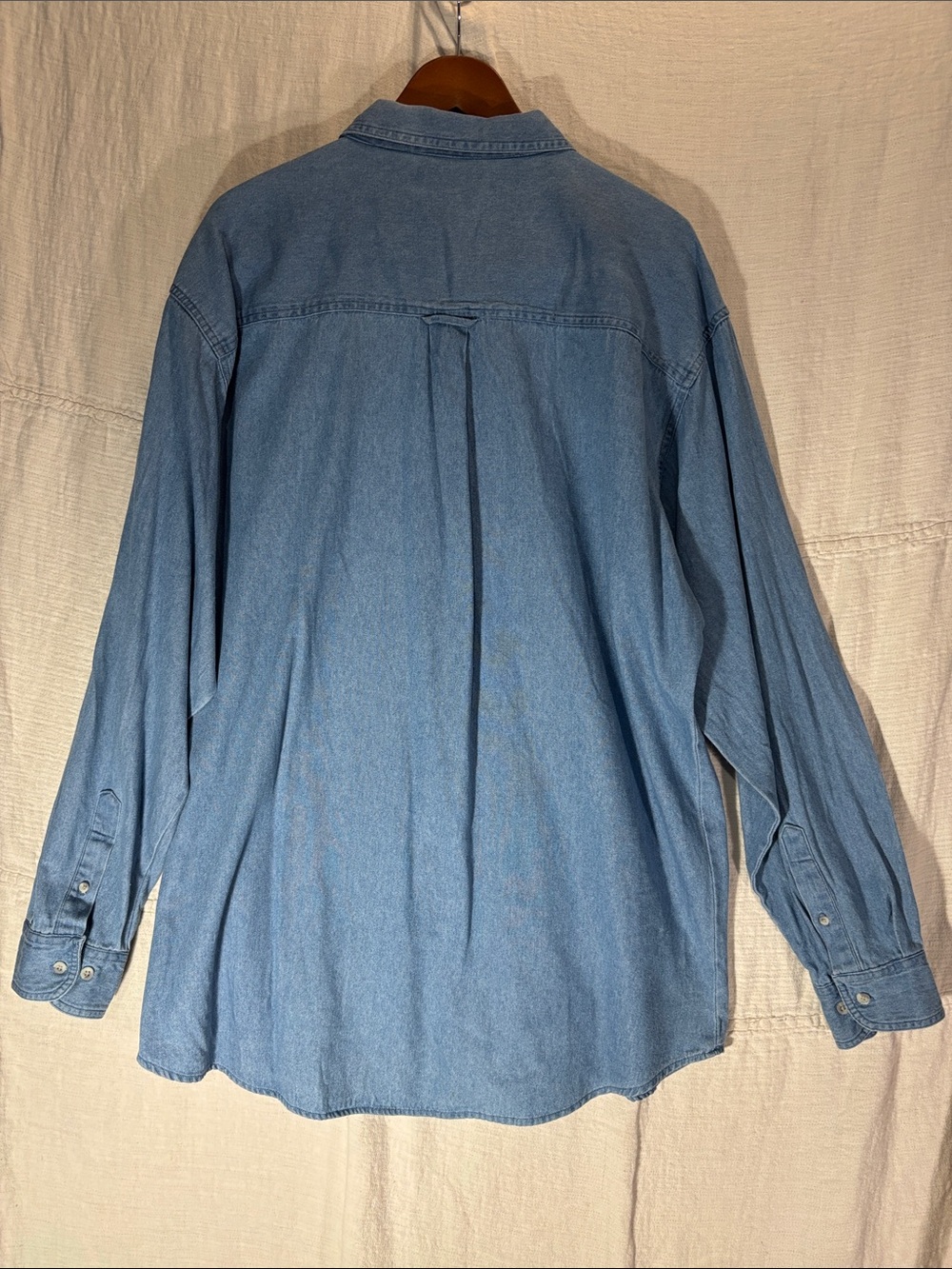 Vintage 90s Disney Goofy Embroidered Denim Button Down Shirt 1XLT Big & Tall - Picture 9 of 9